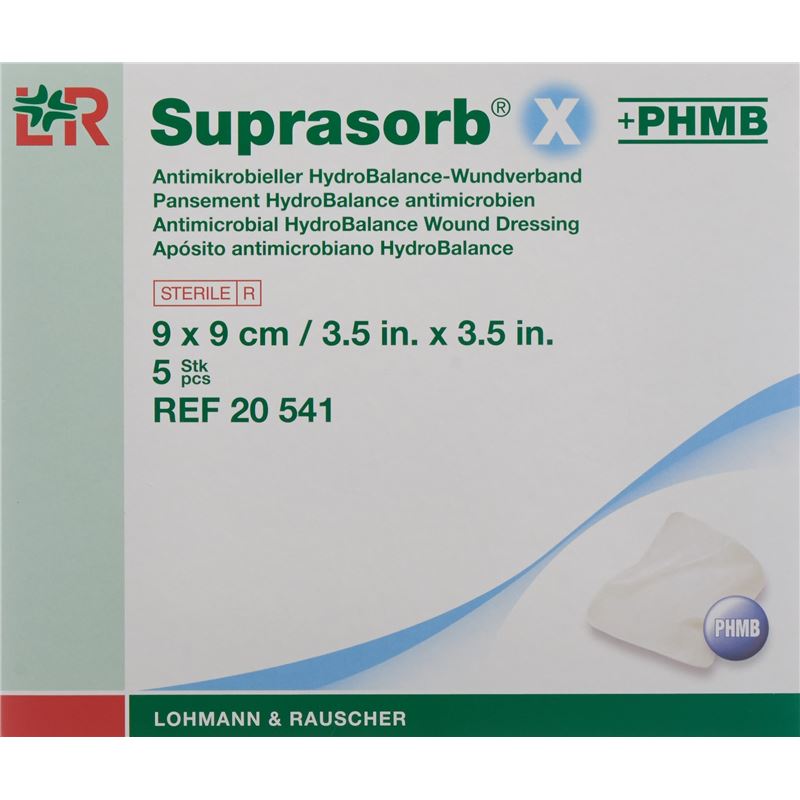 SUPRASORB X+PHMB HydroBal-Wundverb 9x9cm 5 Stk