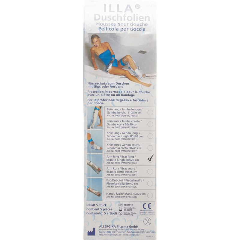 ILLA Dusch Schutzfolie 80x25cm Arm Btl 5 Stk