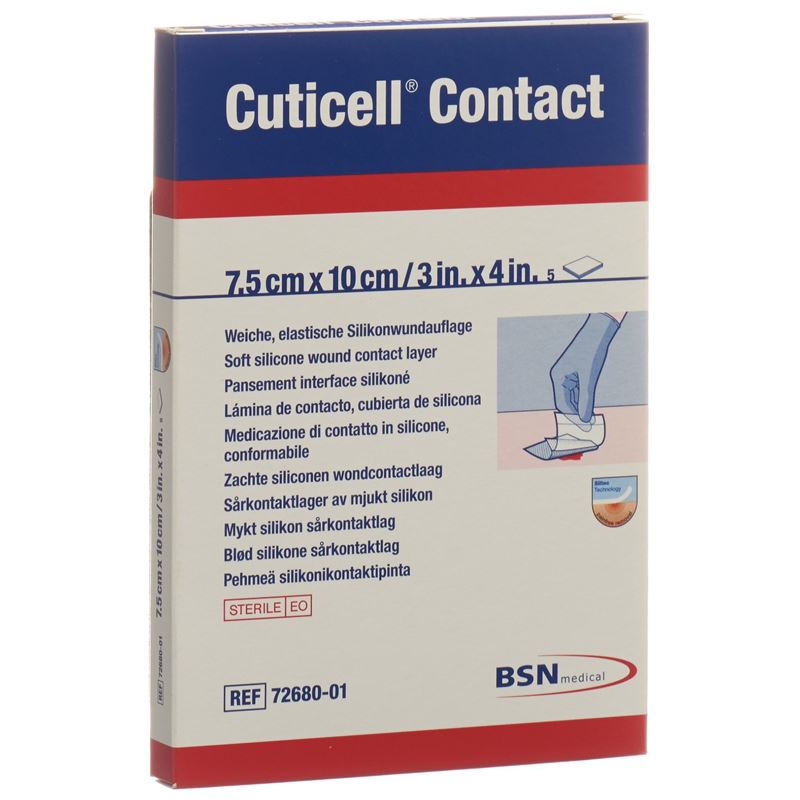 CUTICELL Contact Silikonwundaufl 7.5x10cm 5 Stk
