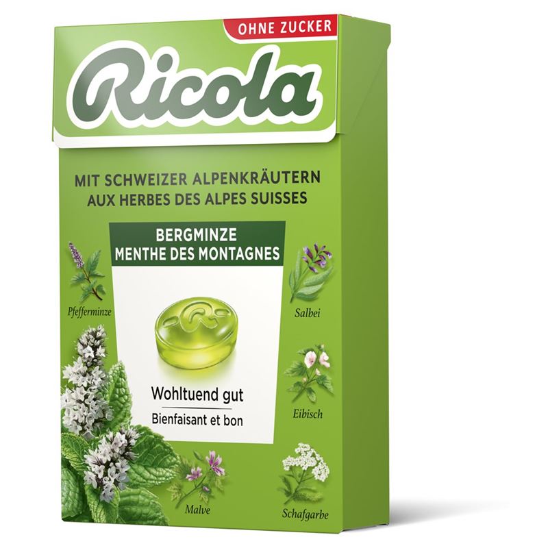 RICOLA Bergminze Bonbons o Zucker Box 50 g