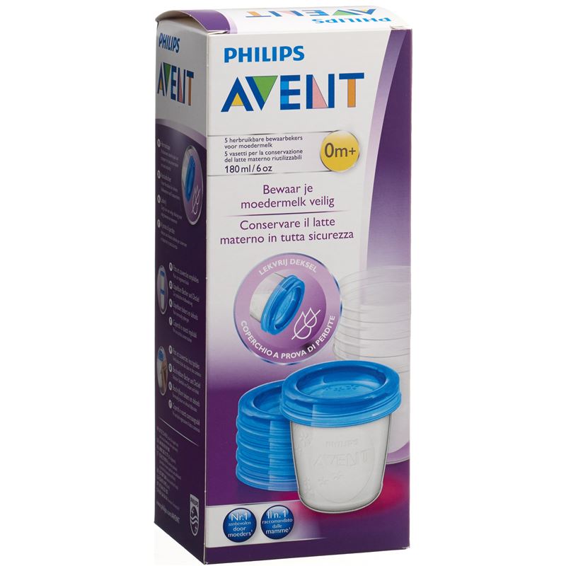 AVENT PHILIPS VIA Aufbewahrbech 180ml 5Bech, 5Deck