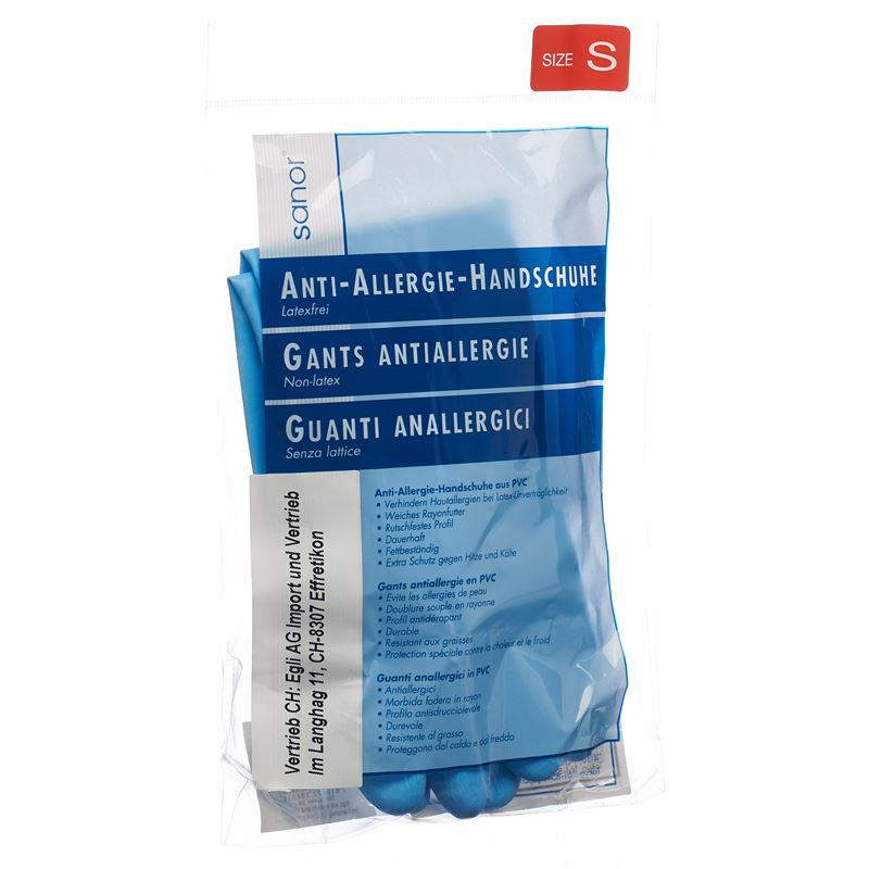 SANOR Anti Allergie Handschuhe PVC S blau 1 Paar