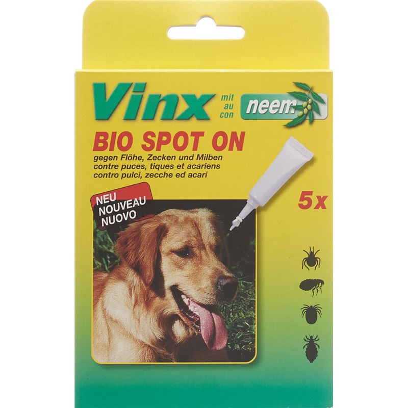 VINX Bio Spot On Tropfen mit Neem Hund 5 x 1 ml