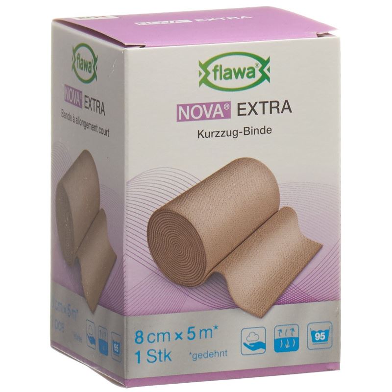 FLAWA NOVA EXTRA Kurzzugbinde 8cmx5m hautfarbig