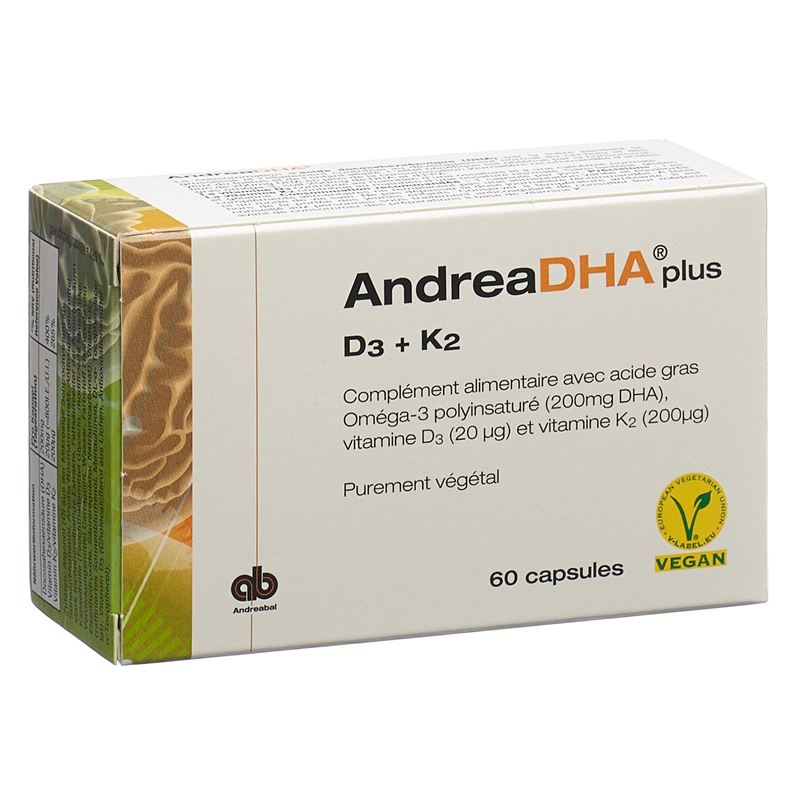 ANDREADHA plus Omega-3 Vit D3+K2 Kaps vegan 60 Stk