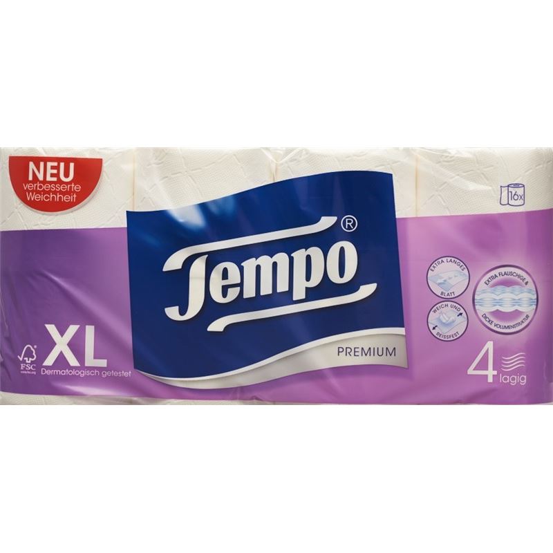 TEMPO Toilettenpapier Premium 4lag 110Blatt 16 Stk