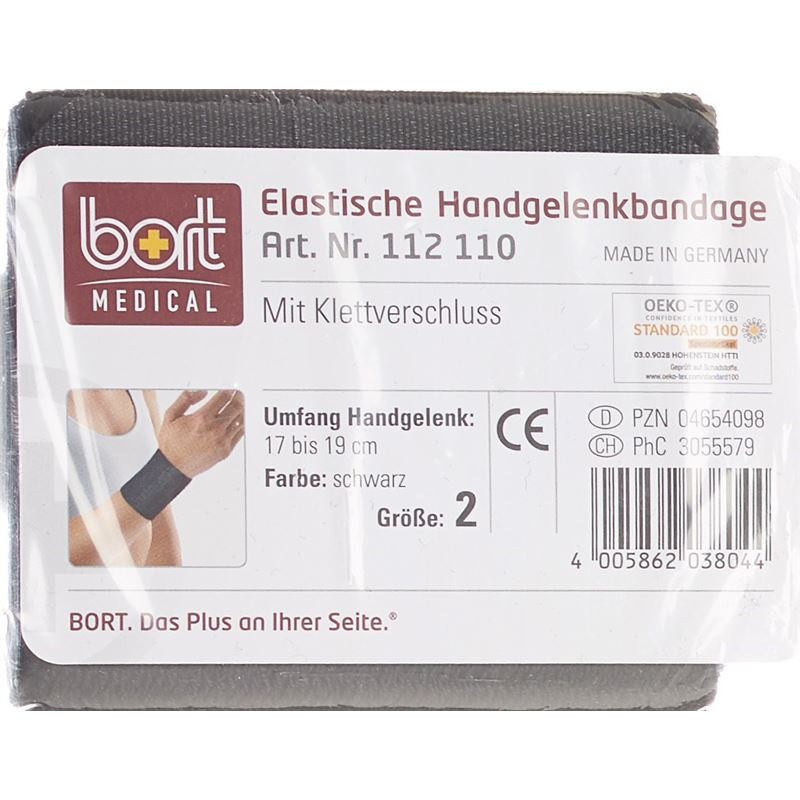 BORT Handgelenkbandage Velcro 8cm Gr2 -19cm schwar