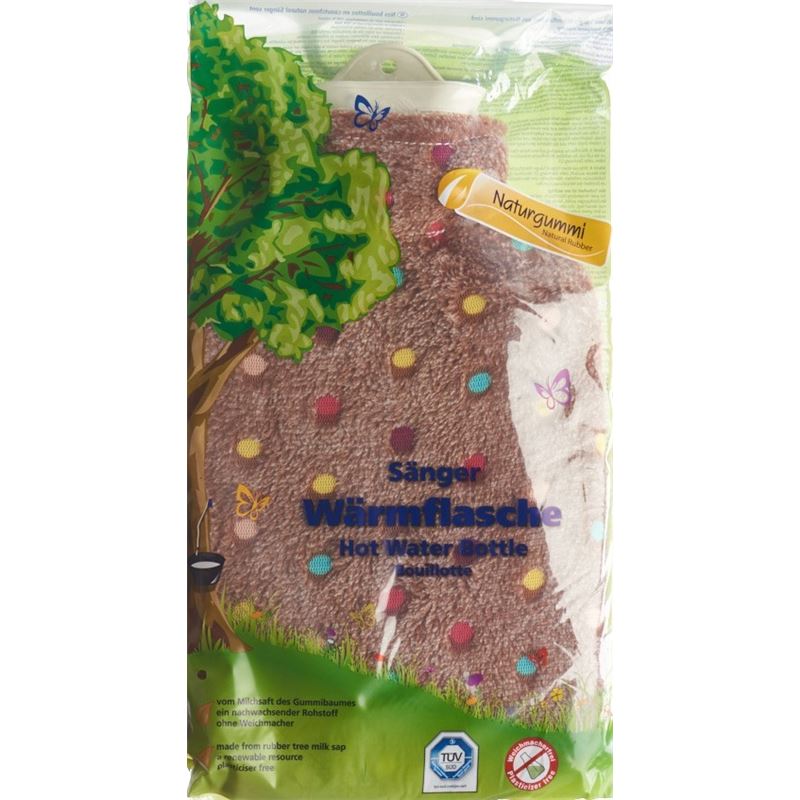 SÄNGER Wärmflasche Naturkau Plüsc 2l Punkte braun