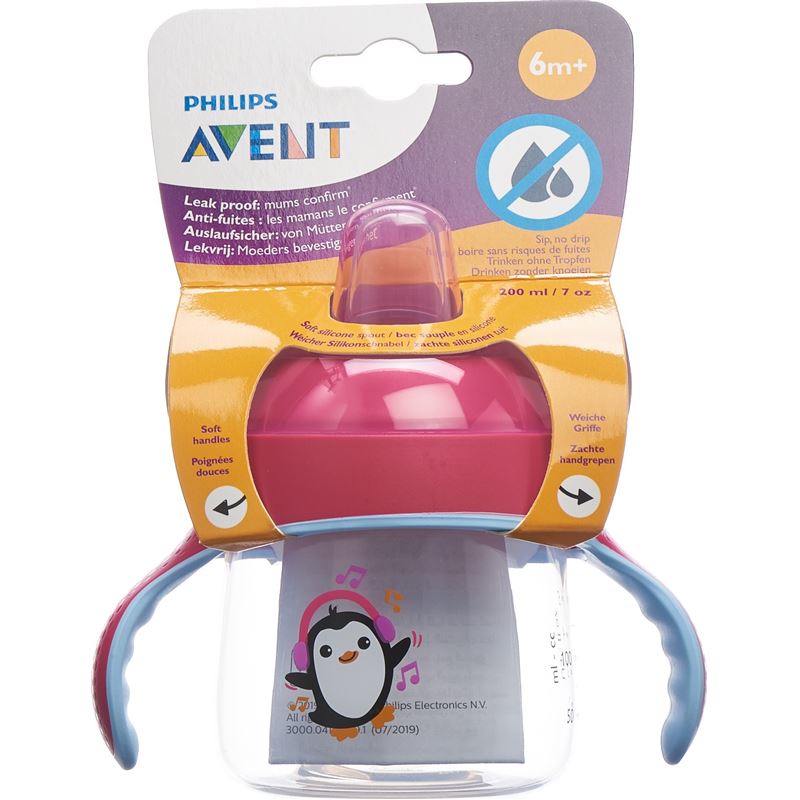 AVENT PHILIPS Schnabelbecher Sil 200ml rosa Pingu