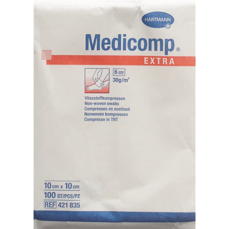 MEDICOMP EXTRA Vlieskompr 10x10cm n st 100 Stk