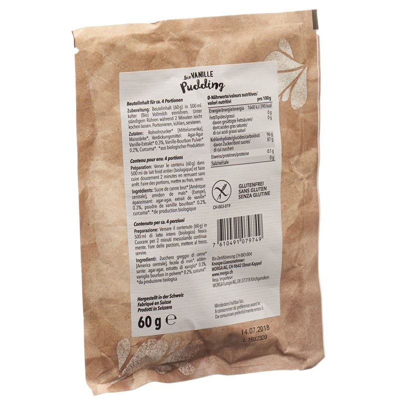 MORGA BIO Pudding Vanille Curcuma Btl 60 g