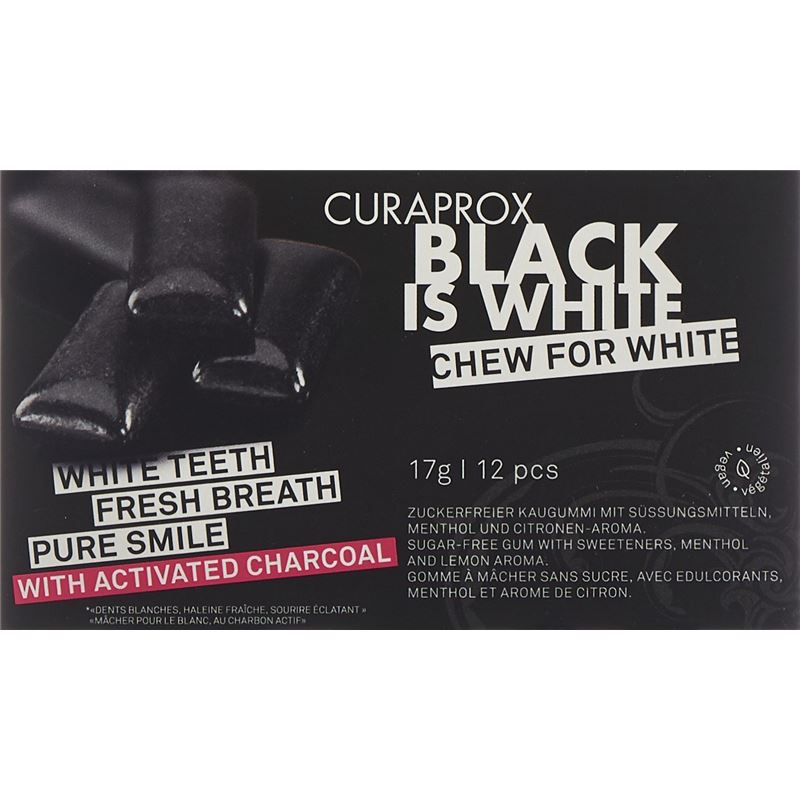 CURAPROX Black is White Kaugummi Blist 12 Stk