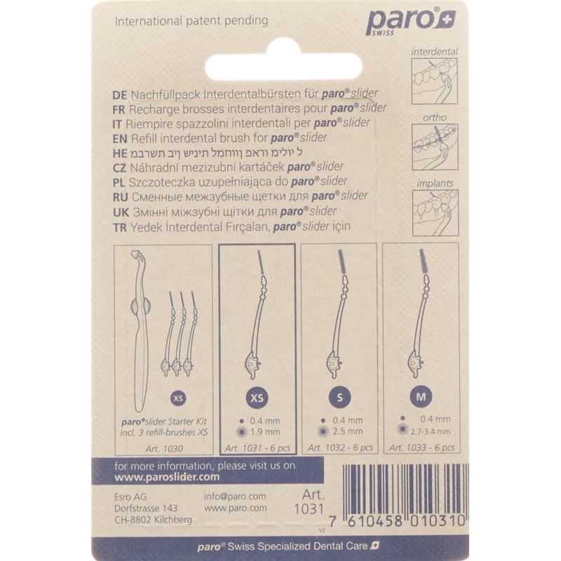 PARO slider refill-brushes XS 6 Stk