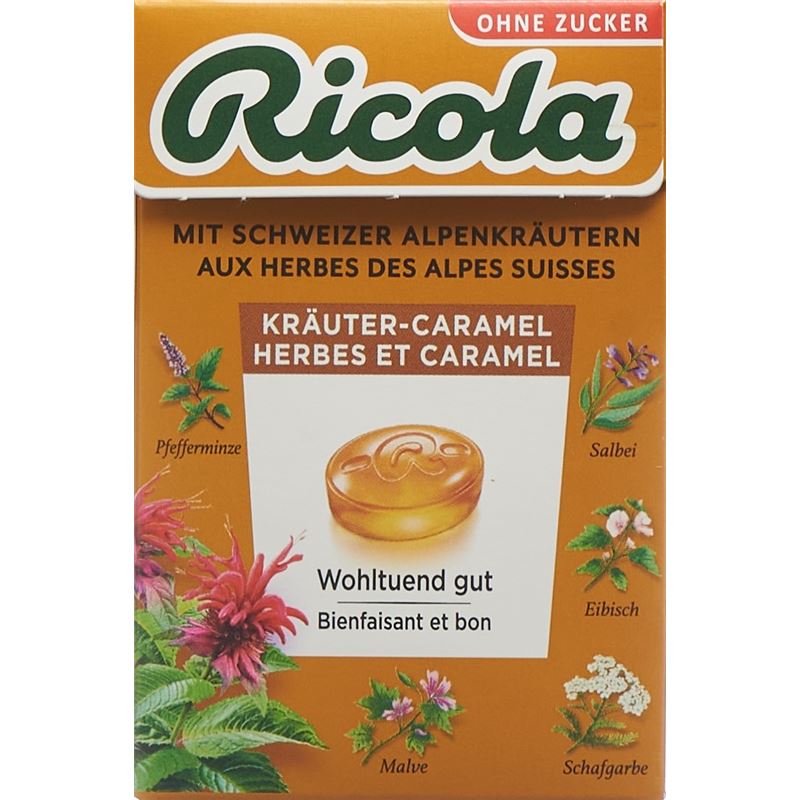 RICOLA Kräuter-Caramel o Zucker m Stevia Box 50 g