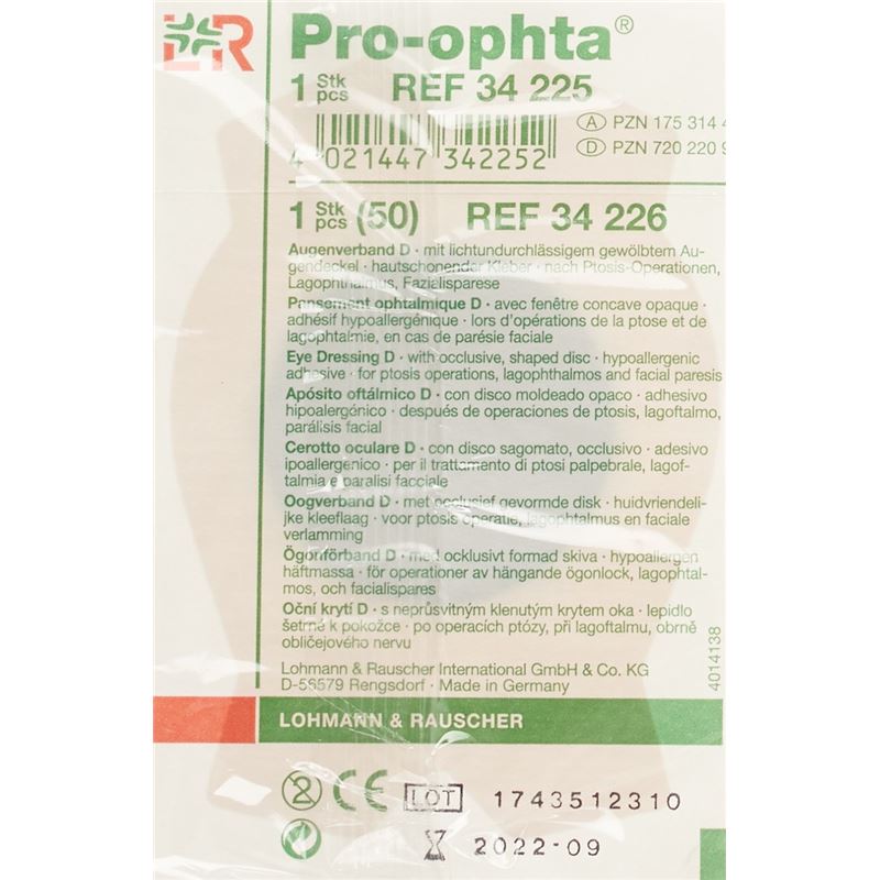 PRO OPHTA D Augenverband lichtdicht hautf