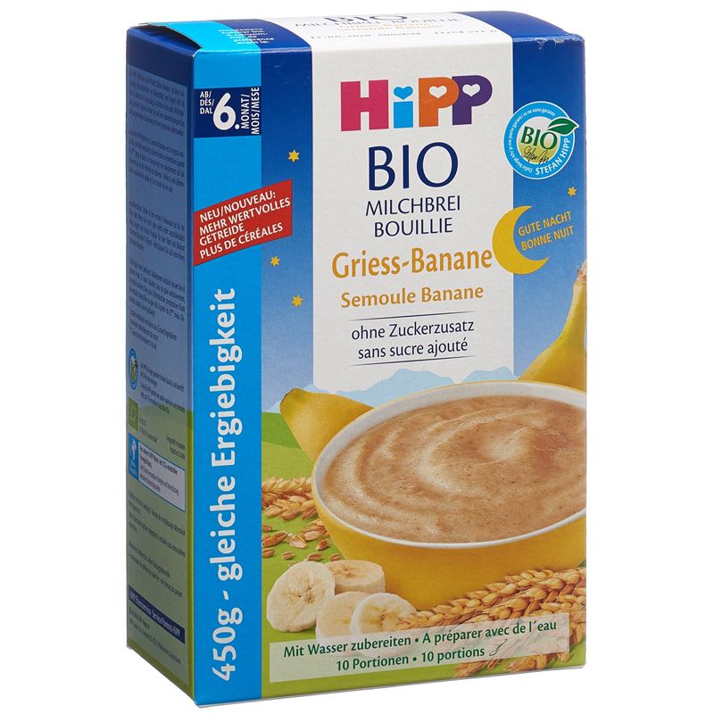 HIPP Gute Nacht Bio Milchbrei Griess Banane 450 g