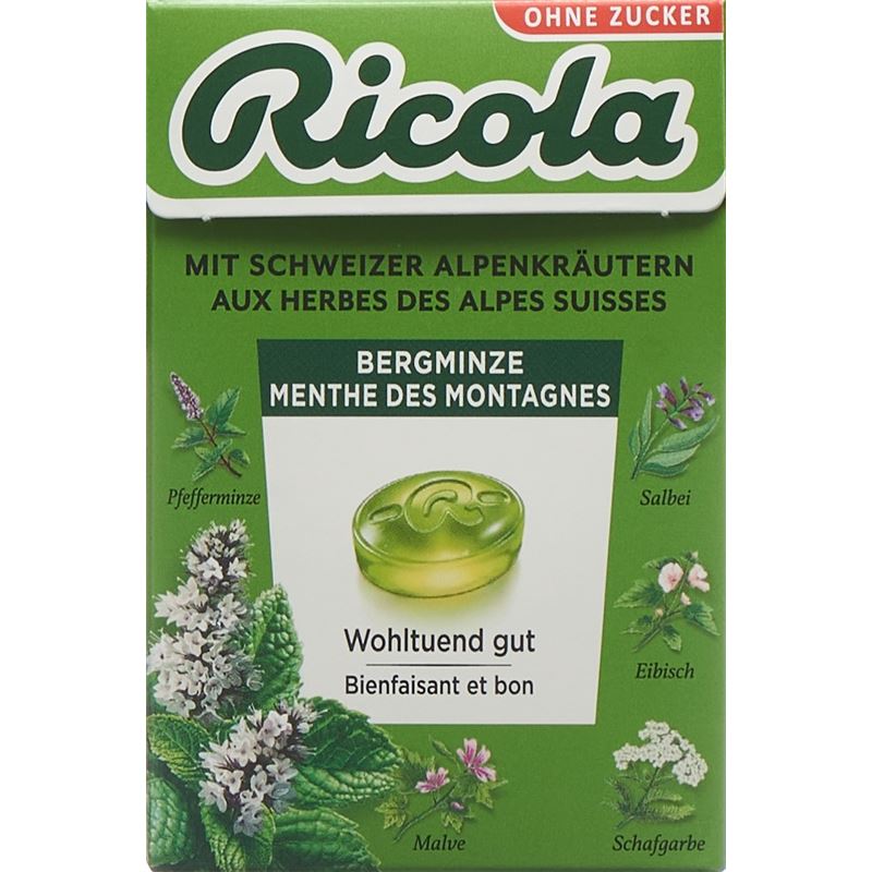 RICOLA Bergminze Bonbons o Zucker Box 50 g