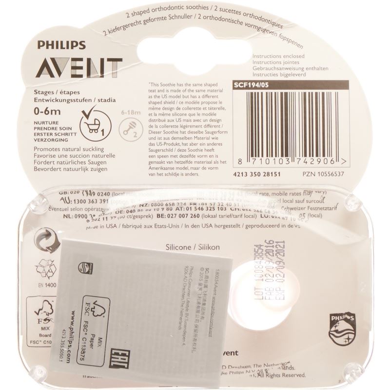 AVENT PHILIPS Soothie Nuggi pink/viole 3-6M 2 Stk