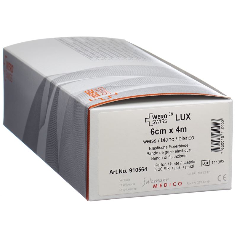 WERO SWISS Lux El Fixierbinde 4mx6cm weiss 20 Stk