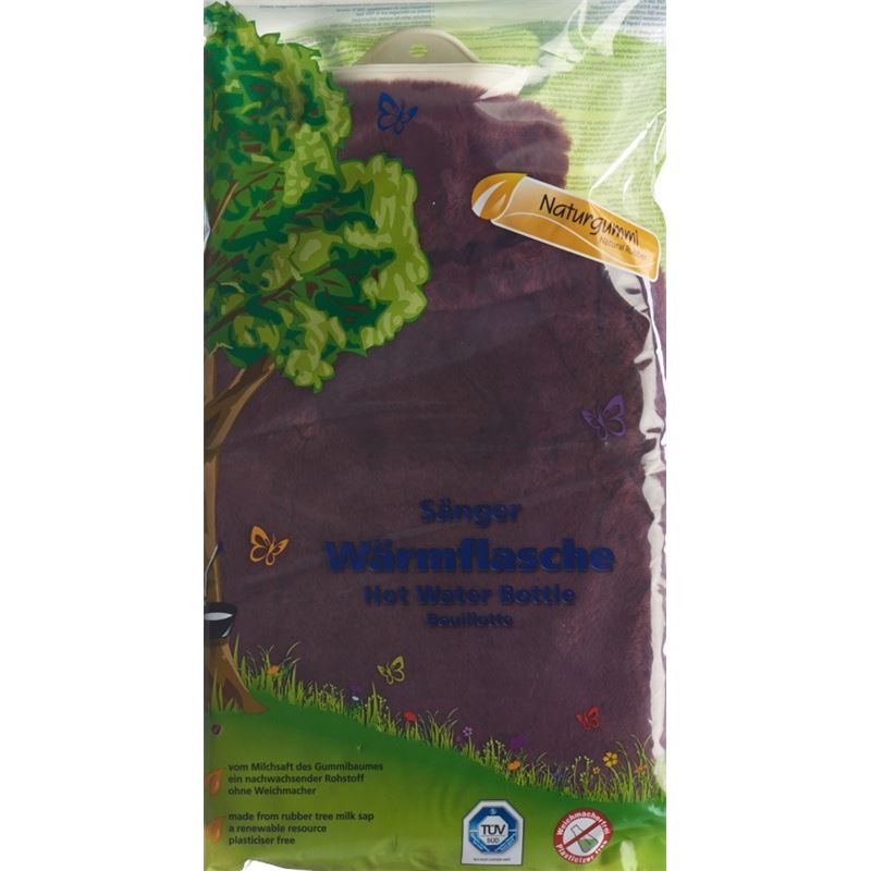 SÄNGER Wärmflasche Naturkau Kunstfell 2l plum