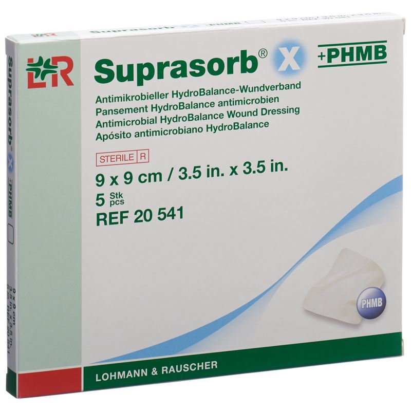SUPRASORB X+PHMB HydroBal-Wundverb 9x9cm 5 Stk