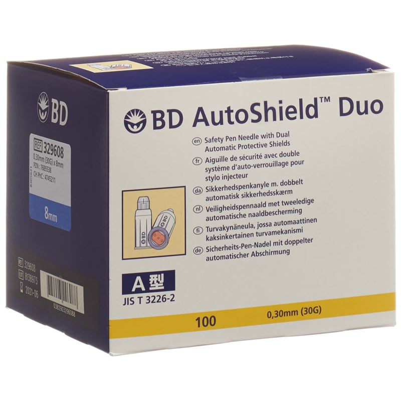 BD AUTOSHIELD DUO Sicherheit-Pen-Nadel 8mm 100 Stk