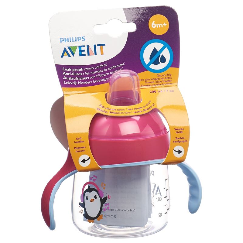 AVENT PHILIPS Schnabelbecher Sil 200ml rosa Pingu