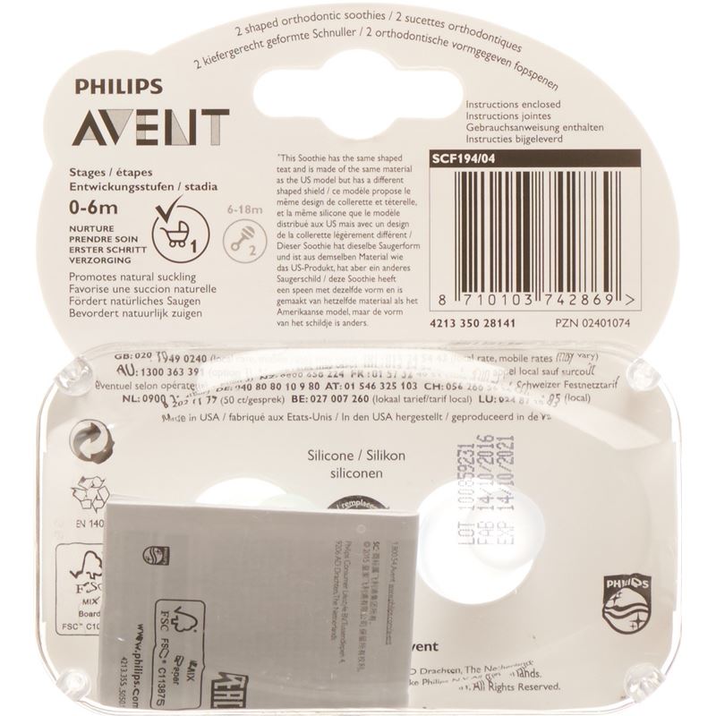 AVENT PHILIPS Soothie Nuggi blau/grün 3-6M 2 Stk