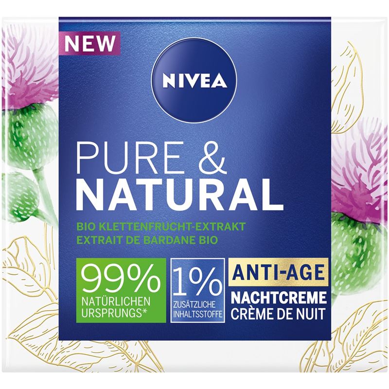 NIVEA Pure & Natural Nachtcreme Anti-Age 50 ml
