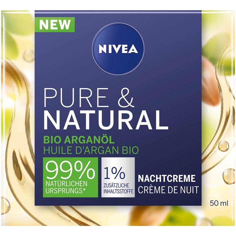 NIVEA Pure & Natural Nachtcreme Argan Öl Bio 50 ml