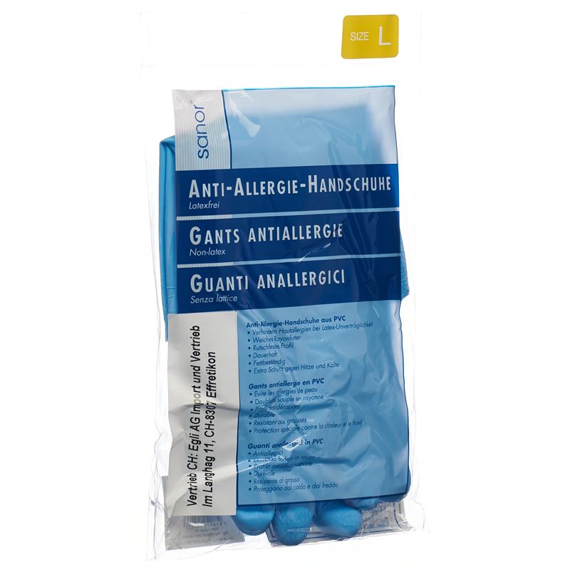 SANOR Anti Allergie Handschuhe PVC L blau 1 Paar