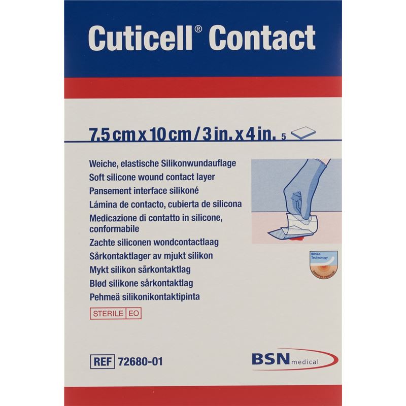 CUTICELL Contact Silikonwundaufl 7.5x10cm 5 Stk