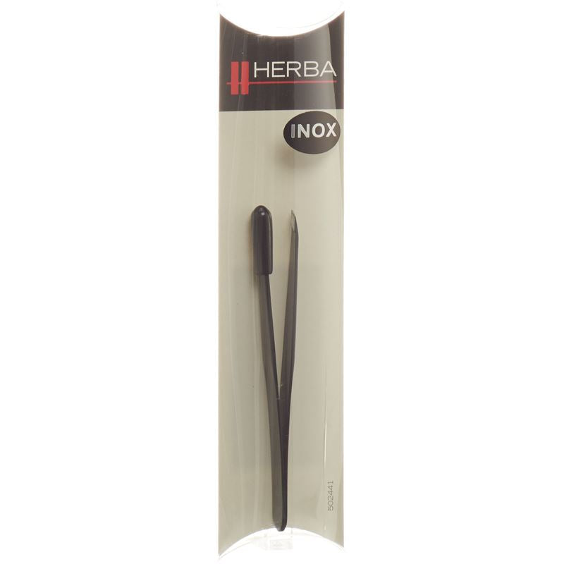 HERBA Pinzette schräg Inox schwarz mit Herba-Logo