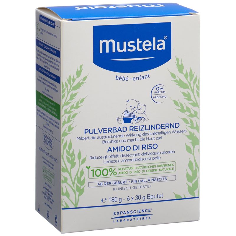 MUSTELA Pulverbad Reizlindernd Reisstärke 6 x 30 g